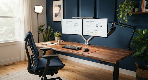 Tidy home office after professional setup